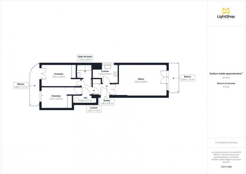 Appartement - 59 m² - 3 pièces