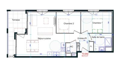 Appartement - 65 m² - 3 pièces