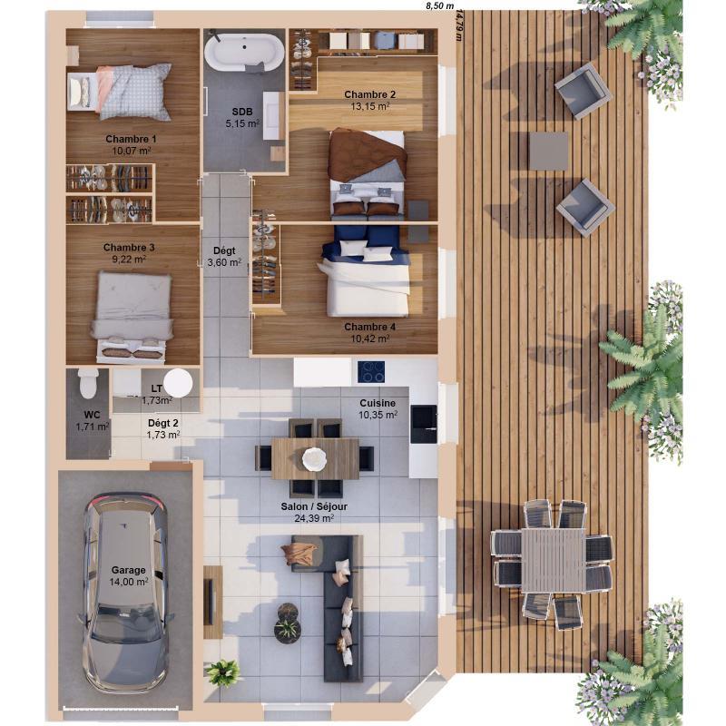 Maison - 91 m² - 6 pièces