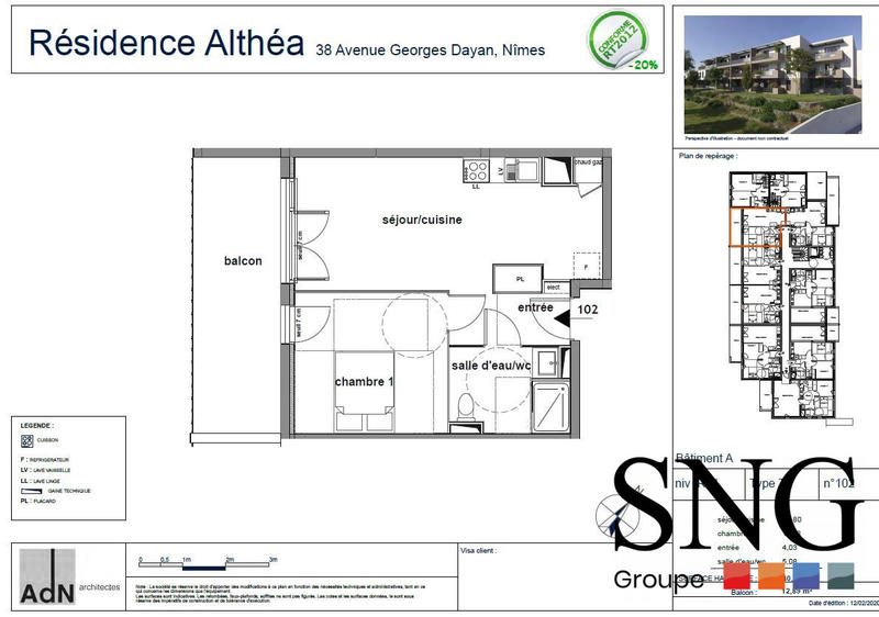 Appartement - 40 m² - 2 pièces