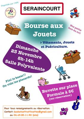Bourse aux jouets, vêtements, puériculture