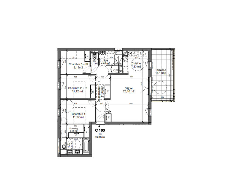 Appartement - 93 m² - 4 pièces