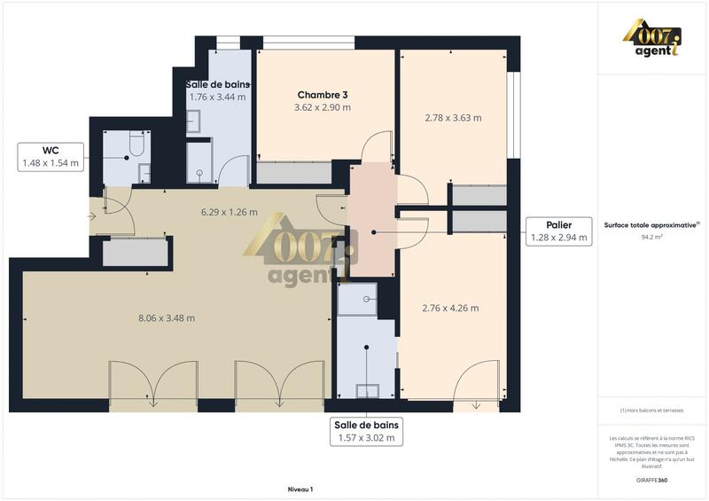 Appartement - 110 m² - 4 pièces