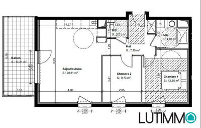 Appartement - 65 m² - 3 pièces