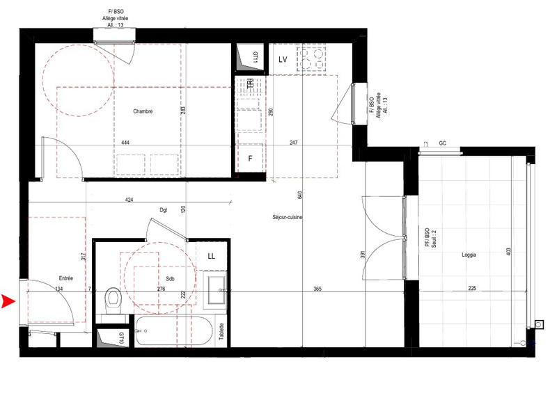 Appartement - 45 m² - 2 pièces