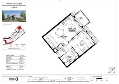 Appartement - 43 m² - 2 pièces