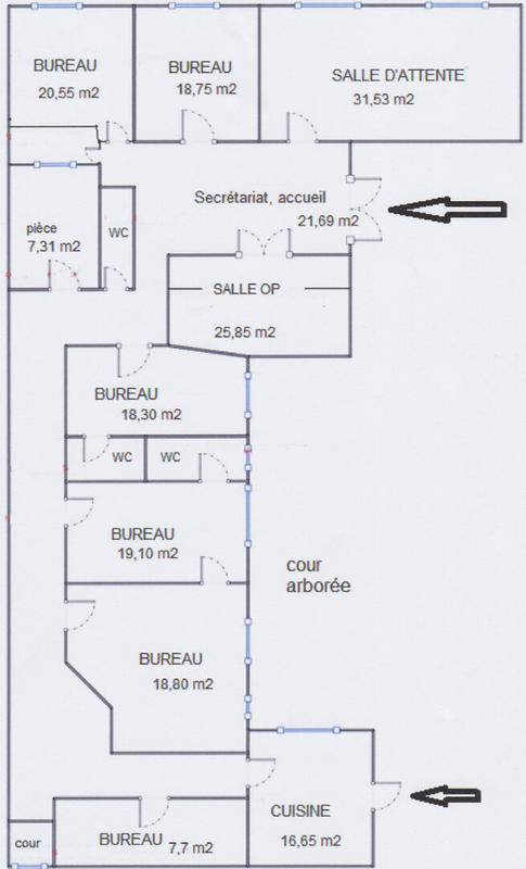 Bureau - 258 m² - 7 pièces