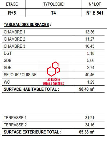 Appartement - 90 m² - 4 pièces