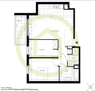 Appartement - 64 m² - 3 pièces