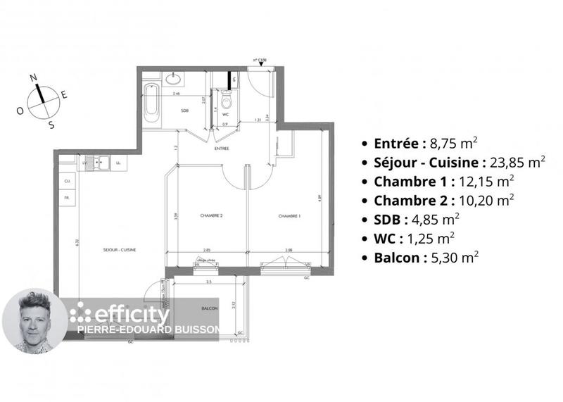 Appartement - 61 m² - 3 pièces