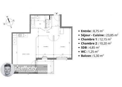 Appartement - 61 m² - 3 pièces