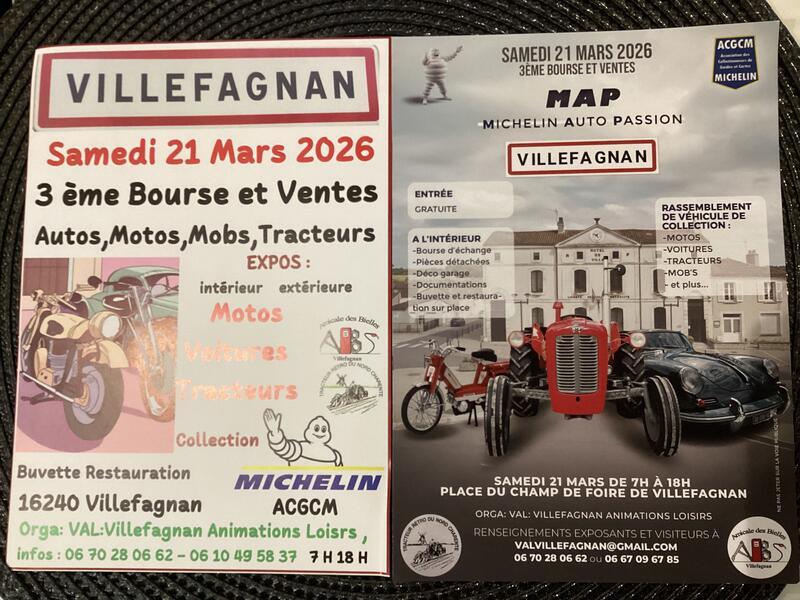 3ème bourse et ventes : autos - motos - mobs - tracteurs