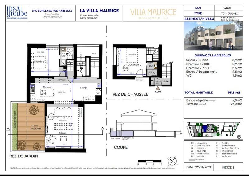Appartement - 95 m² - 3 pièces