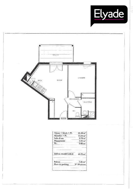 Appartement - 43 m² - 2 pièces