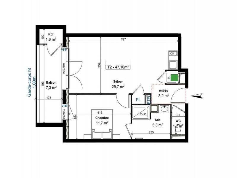 Appartement - 47 m² - 2 pièces