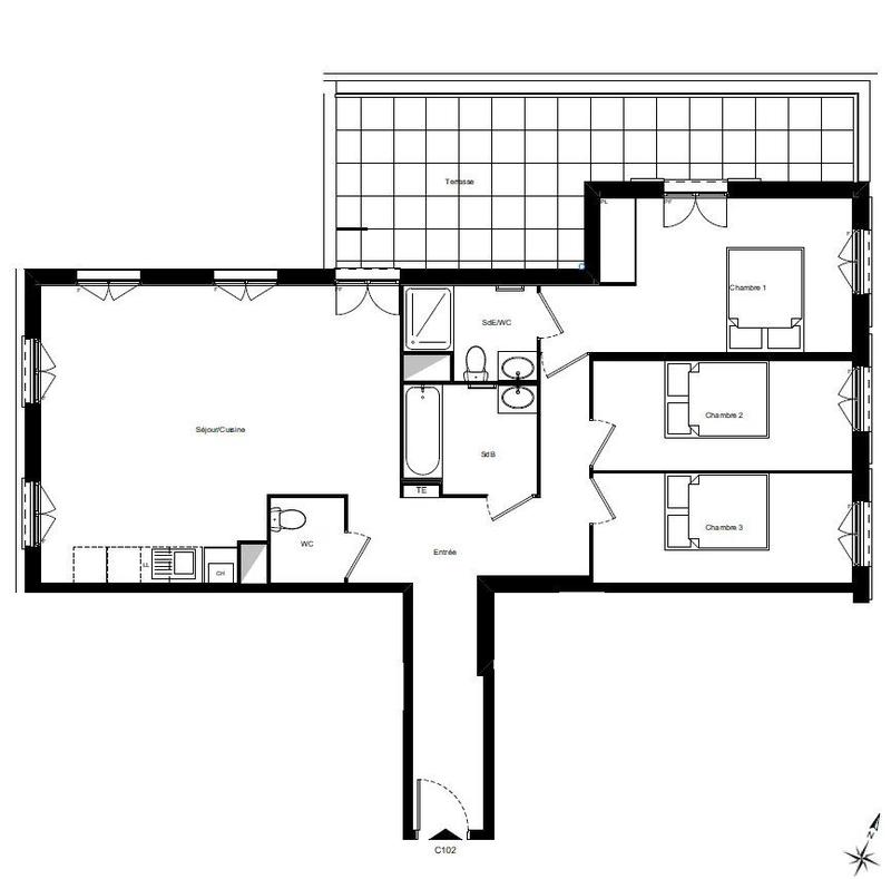 Appartement - 90 m² - 4 pièces