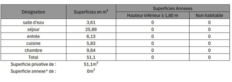 Appartement - 51 m² - 2 pièces