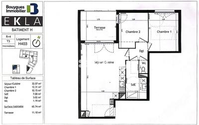 Appartement - 70 m² - 3 pièces