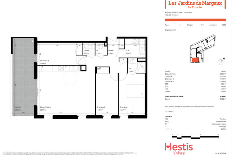Appartement - 88 m² - 4 pièces
