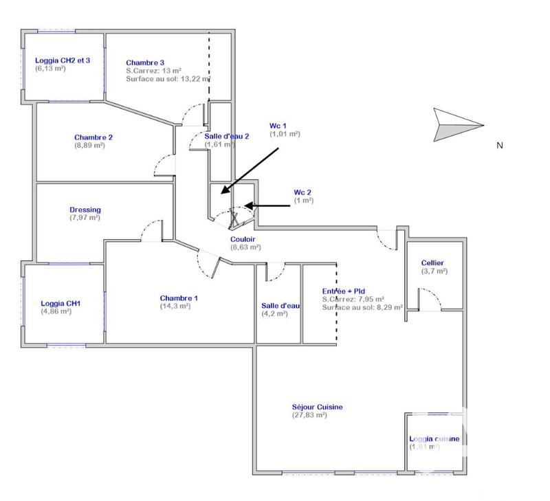 Appartement - 111 m² - 5 pièces