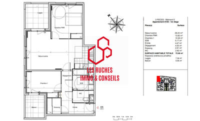 Appartement - 78 m² - 3 pièces