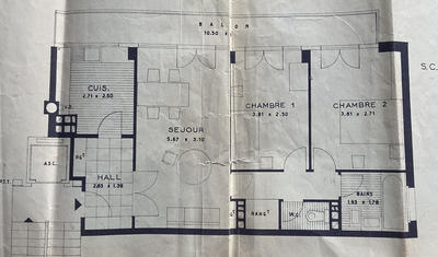Appartement - 57 m² - 3 pièces