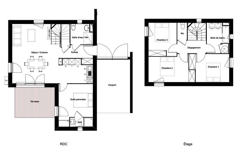 Maison contemporaine - 100 m² - 5 pièces