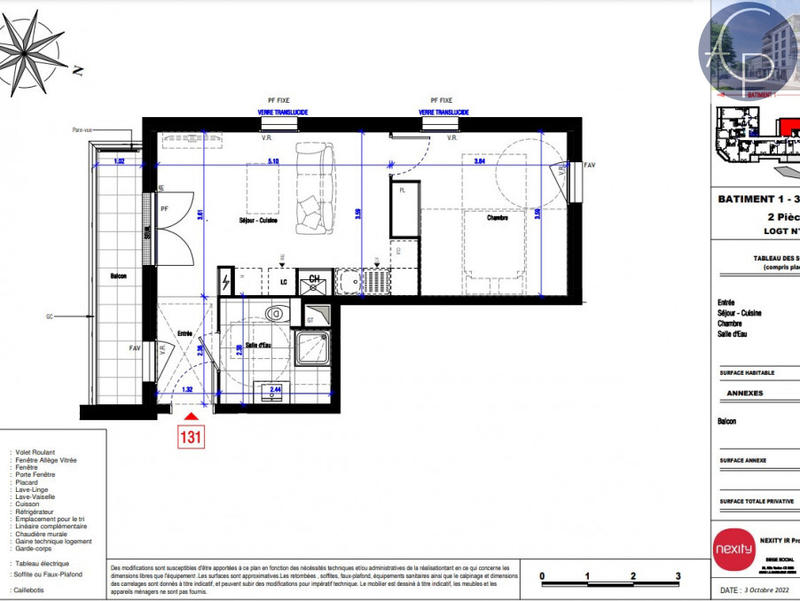 Appartement - 40 m² - 2 pièces