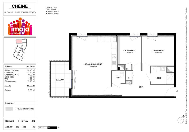 Appartement - 68 m² - 3 pièces