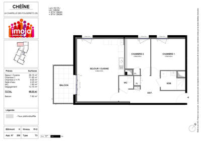 Appartement - 68 m² - 3 pièces