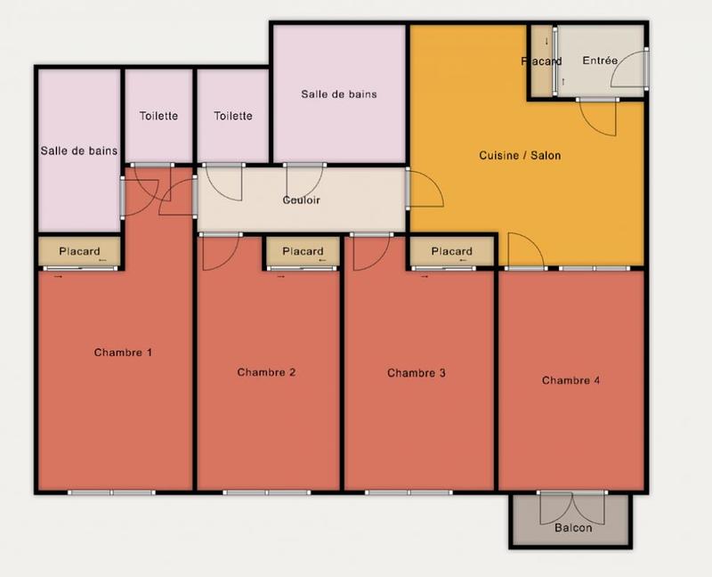 Chambre - 18 m² - 4 pièces