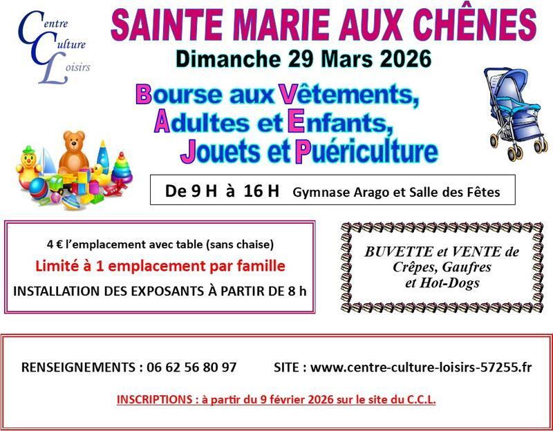 Bourse aux vêtements, jouets et puériculture