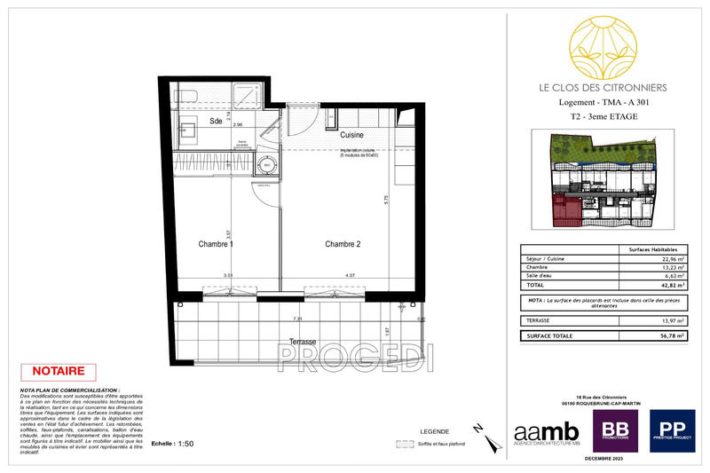 Appartement - 43 m² - 2 pièces
