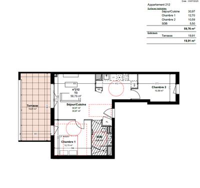 Appartement - 60 m² - 3 pièces