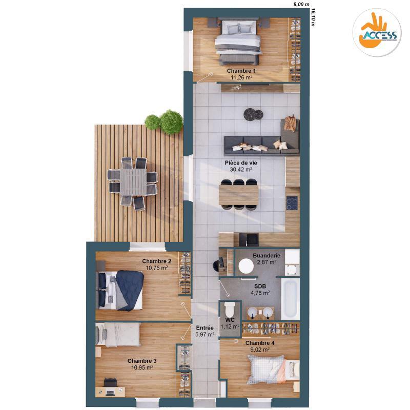 Maison - 87 m² - 6 pièces