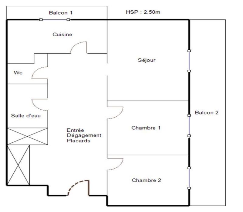 Appartement - 58 m² - 3 pièces