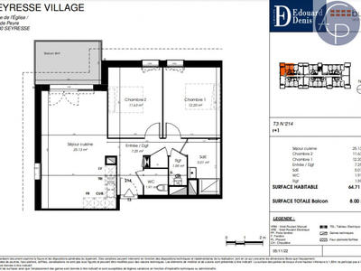 Appartement - 65 m² - 3 pièces