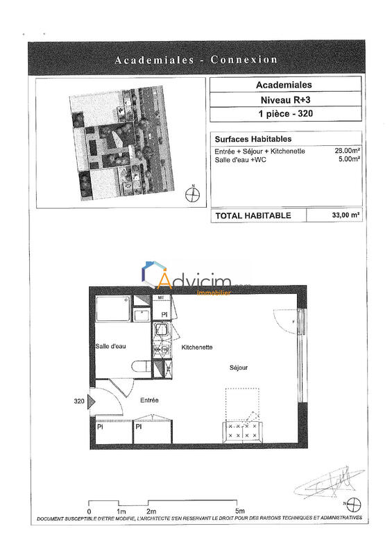 Appartement - 33 m² - 1 pièce