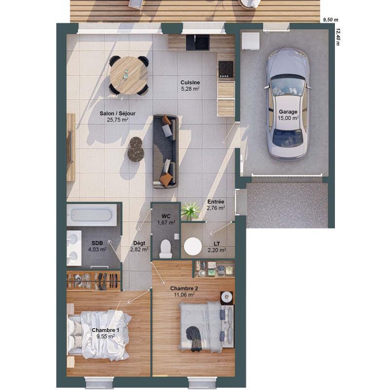 Maison - 65 m² - 4 pièces