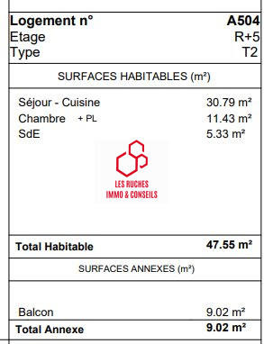 Appartement - 48 m² - 2 pièces