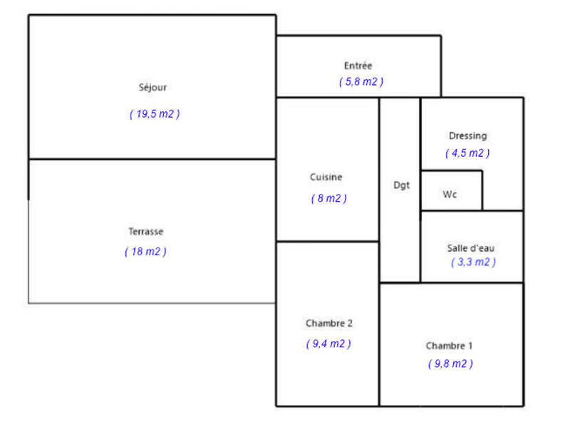 Appartement - 65 m² - 3 pièces