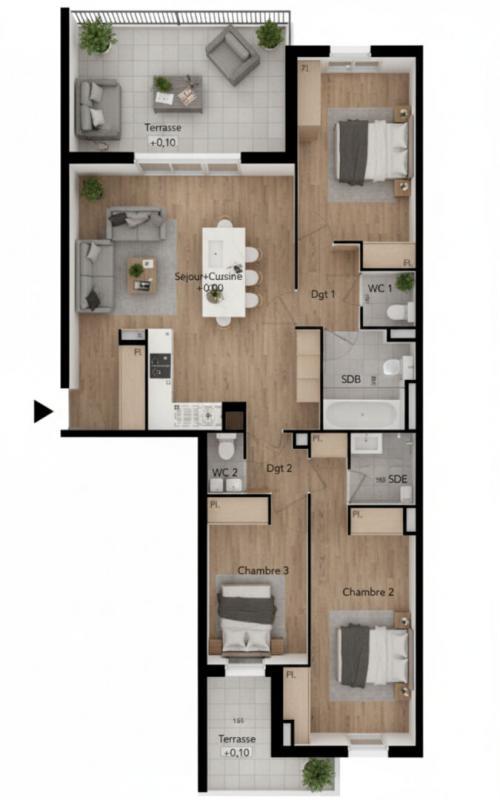 Appartement - 89 m² - 4 pièces