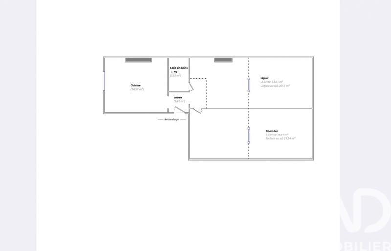 Appartement - 61 m² - 2 pièces