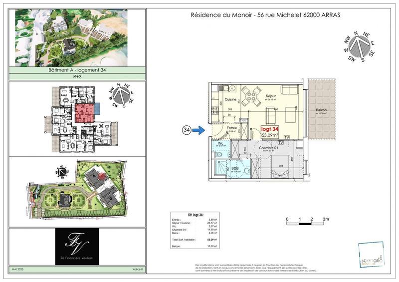 Appartement - 53 m² - 2 pièces