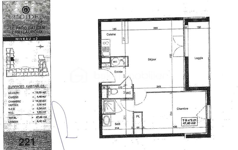 Appartement - 47 m² - 2 pièces