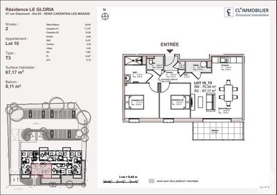 Appartement - 67 m² - 3 pièces