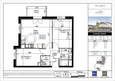 Appartement - 49 m² - 3 pièces