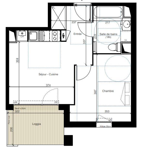 Appartement - 38 m² - 2 pièces