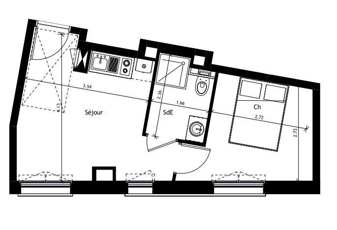 Appartement - 27 m² - 2 pièces