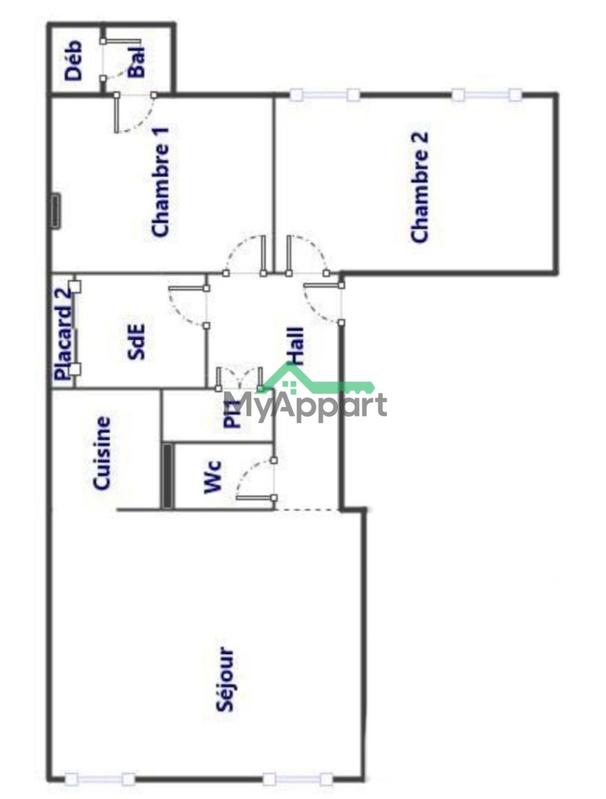 Appartement - 54 m² - 2 pièces